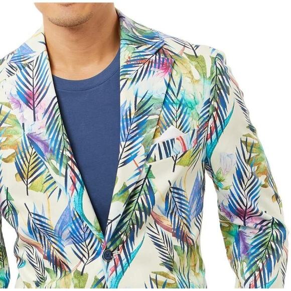 Tallia Men's Slim-Fit Stretch Suit Jacket Blazer Blue/Cream Small NWT - Picture 6 of 7